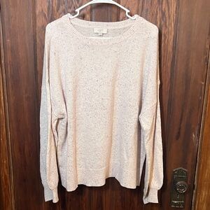 LOFT Women's pink Speckled Crew Neck Sweater